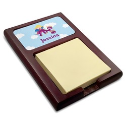 Girl Flying on a Dragon Red Mahogany Sticky Note Holder (Personalized)