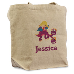 Girl Flying on a Dragon Reusable Cotton Grocery Bag (Personalized)