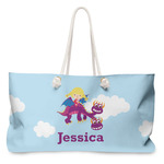 Girl Flying on a Dragon Large Tote Bag with Rope Handles (Personalized)