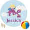 Girl Flying on a Dragon Round Beach Towel (Personalized)
