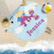 Girl Flying on a Dragon Round Beach Towel Lifestyle