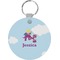 Girl Flying on a Dragon Round Keychain (Personalized)