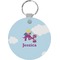 Girl Flying on a Dragon Round Plastic Keychain (Personalized)