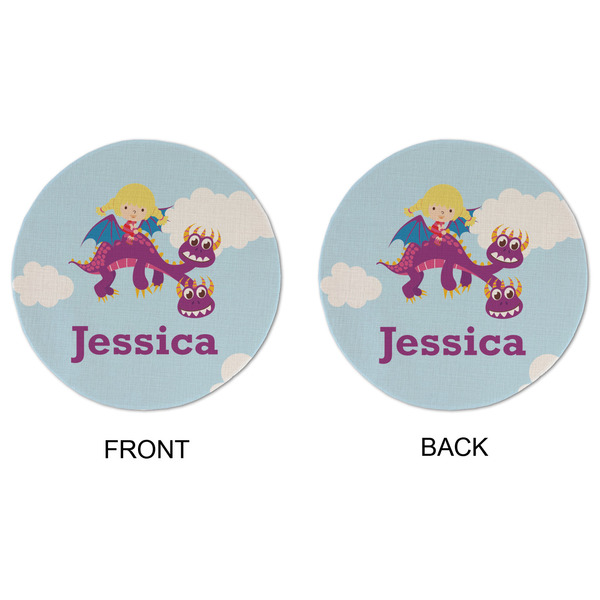 Girl Flying on a Dragon Round Linen Placemats - APPROVAL (double sided)