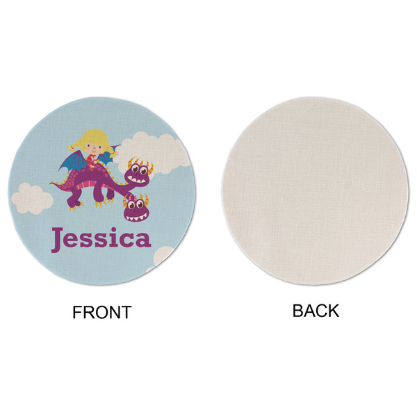 Girl Flying on a Dragon Round Linen Placemats - APPROVAL (single sided)