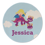 Girl Flying on a Dragon Round Linen Placemat - Single Sided (Personalized)