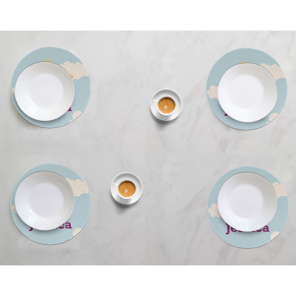 Girl Flying on a Dragon Round Linen Placemats - LIFESTYLE (set of 4)