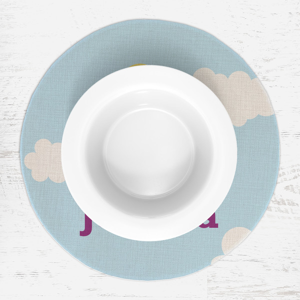 Girl Flying on a Dragon Round Linen Placemats - LIFESTYLE (single)