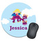 Girl Flying on a Dragon Round Mouse Pad