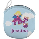 Girl Flying on a Dragon Round Coin Purse (Personalized)