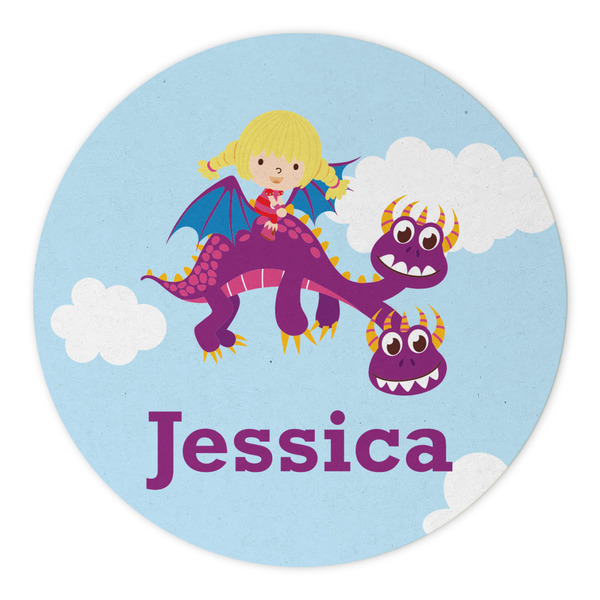 Girl Flying on a Dragon Round Paper Coaster - Approval