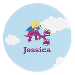 Girl Flying on a Dragon Round Stone Trivet (Personalized)