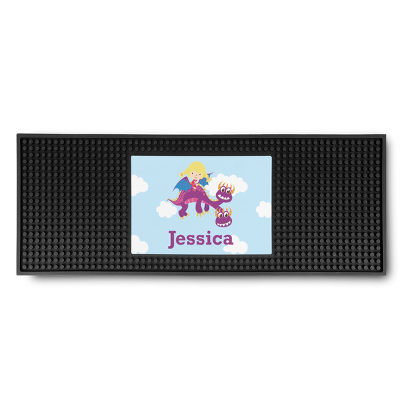 Custom Girl Flying on a Dragon Rubber Bar Mat (Personalized)