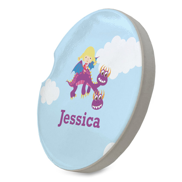 Girl Flying on a Dragon Sandstone Car Coaster - STANDING ANGLE