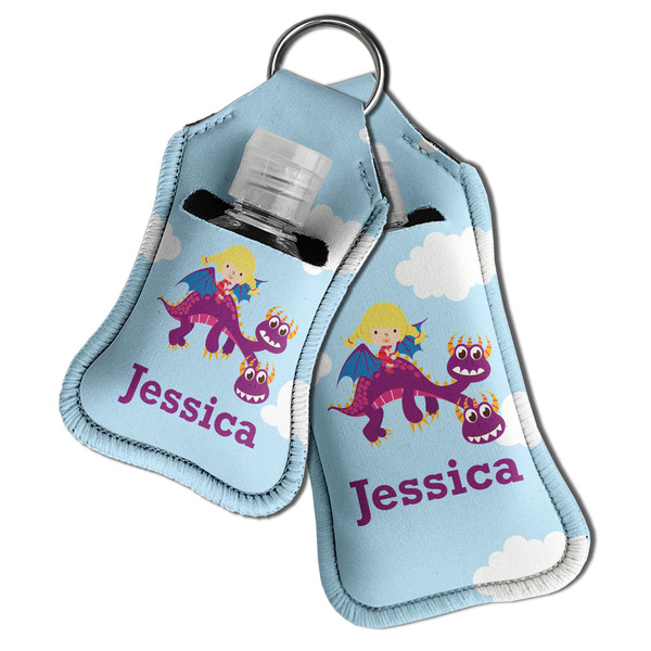 Girl Flying on a Dragon Sanitizer Holder Keychain - Both in Case (PARENT)