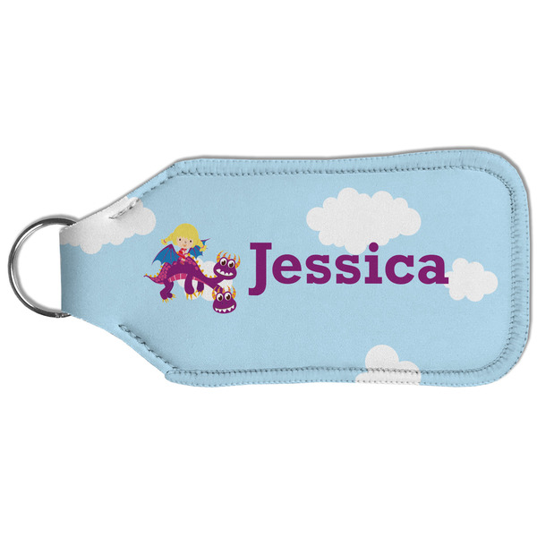 Girl Flying on a Dragon Sanitizer Holder Keychain - Large (Back)