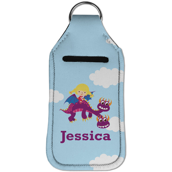 Girl Flying on a Dragon Sanitizer Holder Keychain - Large (Front)