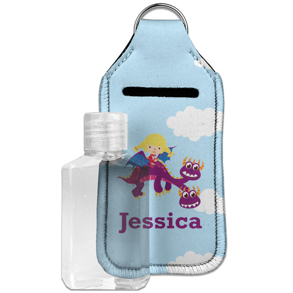 Custom Girl Flying on a Dragon Hand Sanitizer & Keychain Holder - Large (Personalized)