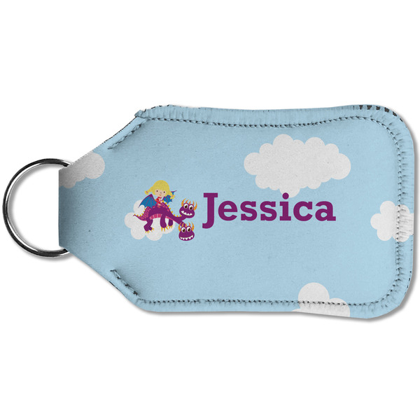 Girl Flying on a Dragon Sanitizer Holder Keychain - Small (Back)