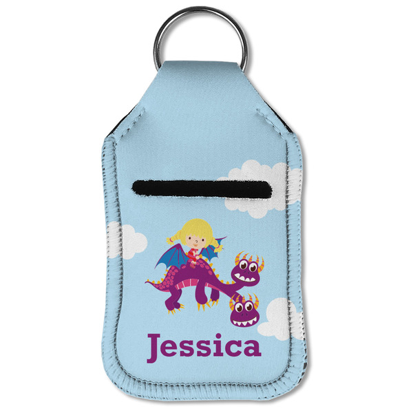 Girl Flying on a Dragon Sanitizer Holder Keychain - Small (Front Flat)