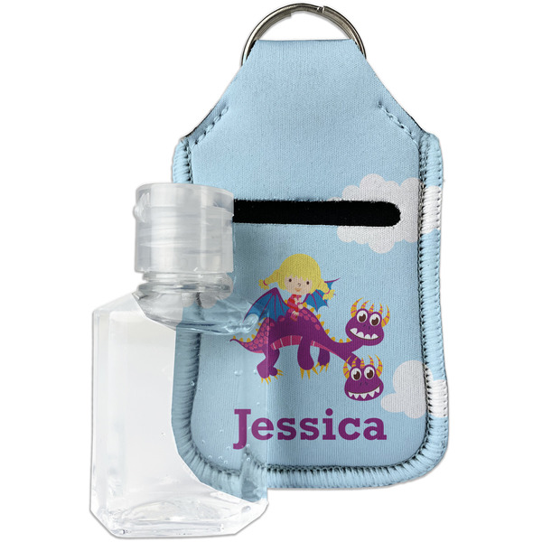 Custom Girl Flying on a Dragon Hand Sanitizer & Keychain Holder (Personalized)