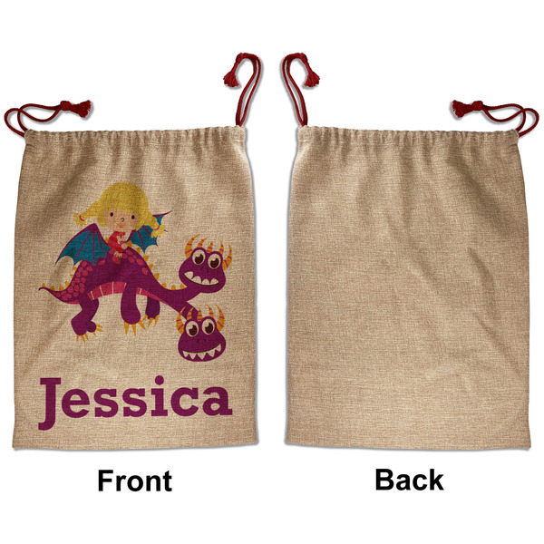 Girl Flying on a Dragon Santa Bag - Approval - Front