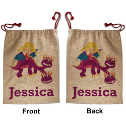 Girl Flying on a Dragon Santa Sack - Front & Back (Personalized)