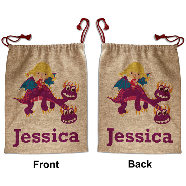 Girl Flying on a Dragon Santa Bag - Front and Back