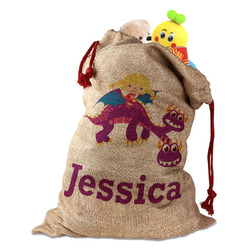 Girl Flying on a Dragon Santa Sack (Personalized)