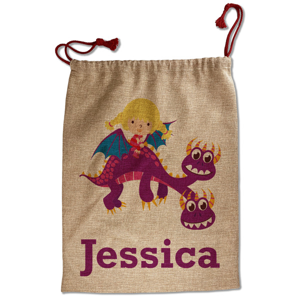 Girl Flying on a Dragon Santa Bag - Front