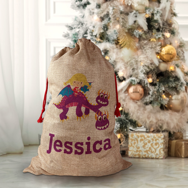 Girl Flying on a Dragon Santa Bag - Lifestyle
