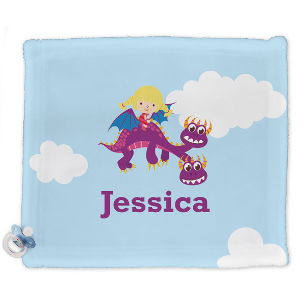 Custom Girl Flying on a Dragon Security Blanket - Single Sided (Personalized)