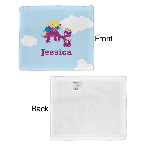 Girl Flying on a Dragon Security Blanket - Front & White Back View