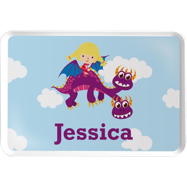Custom Girl Flying on a Dragon Serving Tray (Personalized)
