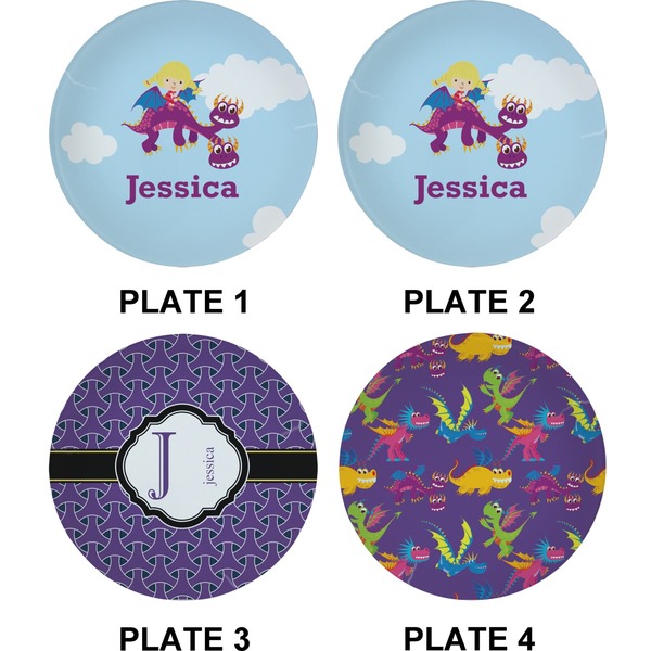 Girl Flying on a Dragon Set of Appetizer / Dessert Plates (Approval)