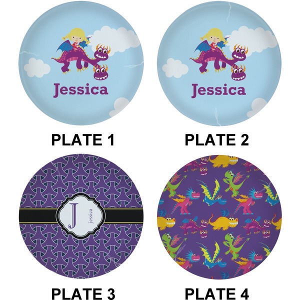 Girl Flying on a Dragon Set of Lunch / Dinner Plates (Approval)