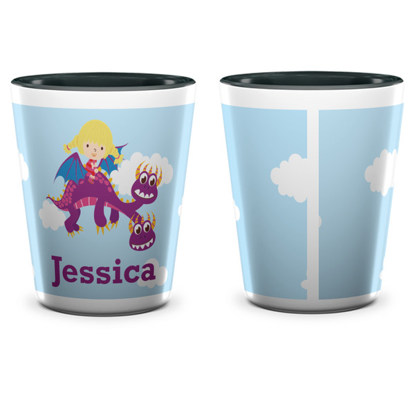 Girl Flying on a Dragon Shot Glass - Two Tone - APPROVAL