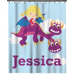 Girl Flying on a Dragon Extra Long Shower Curtain - 70"x84" (Personalized)