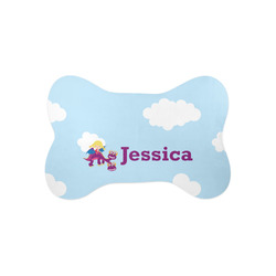 Girl Flying on a Dragon Bone Shaped Dog Food Mat (Small) (Personalized)
