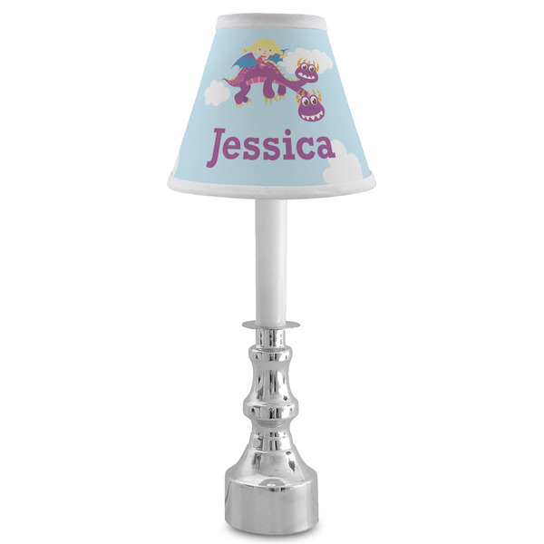 Girl Flying on a Dragon Small Chandelier Lamp - LIFESTYLE (on candle stick)