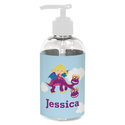 Girl Flying on a Dragon Plastic Soap / Lotion Dispenser (8 oz - Small - White) (Personalized)