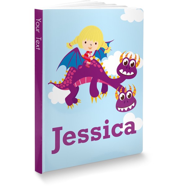 Custom Girl Flying on a Dragon Softbound Notebook (Personalized)