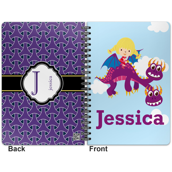 Girl Flying on a Dragon Spiral Journal 7 x 10 - Apvl