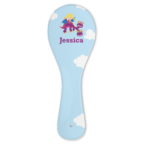 Custom Girl Flying on a Dragon Ceramic Spoon Rest (Personalized)