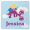Girl Flying on a Dragon Square Rubber Backed Coaster (Personalized)
