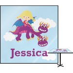 Girl Flying on a Dragon Square Table Top (Personalized)