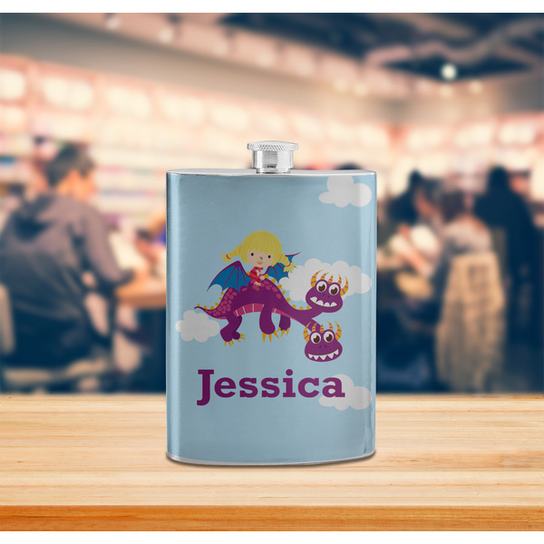 Girl Flying on a Dragon Stainless Steel Flask - LIFESTYLE 2