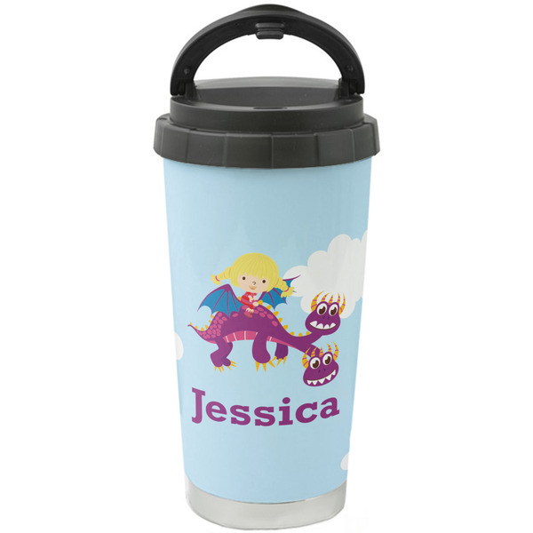 Custom Girl Flying on a Dragon Stainless Steel Coffee Tumbler (Personalized)