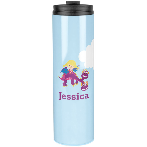 Custom Girl Flying on a Dragon Stainless Steel Skinny Tumbler - 20 oz (Personalized)
