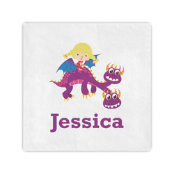 Girl Flying on a Dragon Standard Cocktail Napkins (Personalized)